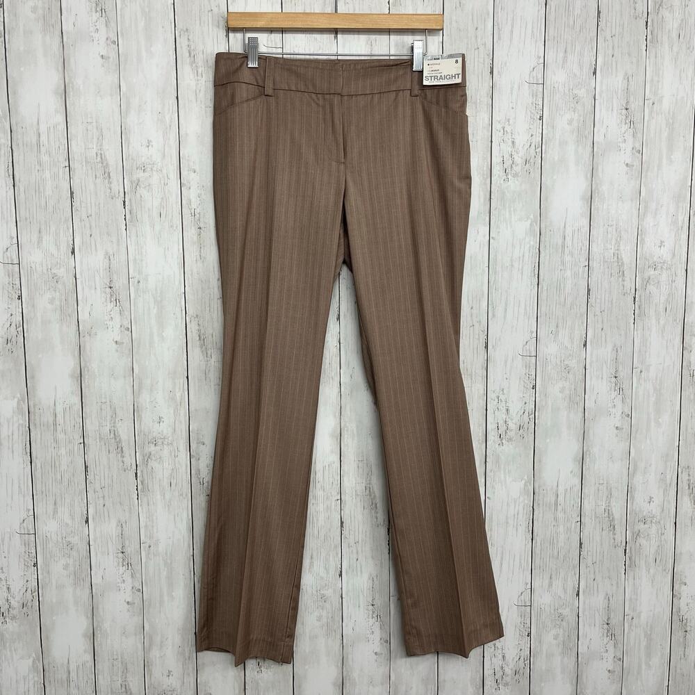 New York & Company City Stretch Bleecker Street Brown Straight Mid Rise Pants 8
